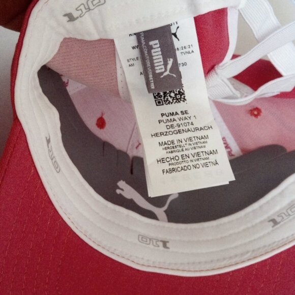 New PUMA Golf Pony P Stretch Fit Adjustable Women's Cap One Size Pink White - Picture 11 of 13